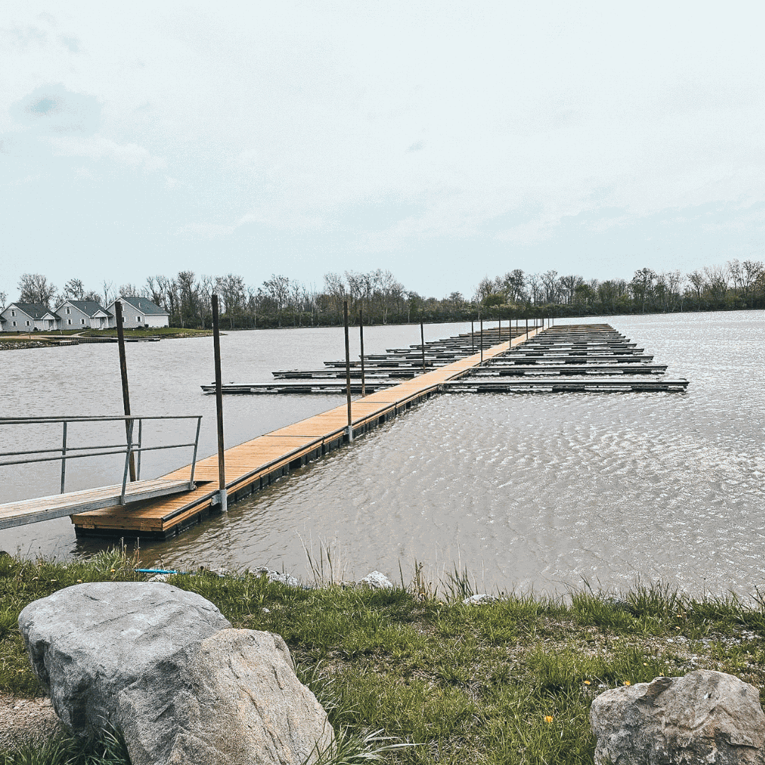 FlatSpot marina dock sections installed at Resort at Erie Landing on Lake Erie, Ohio